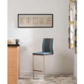 Sienna Bar Chair Grey Pu/Teal Fabric/Chrome
